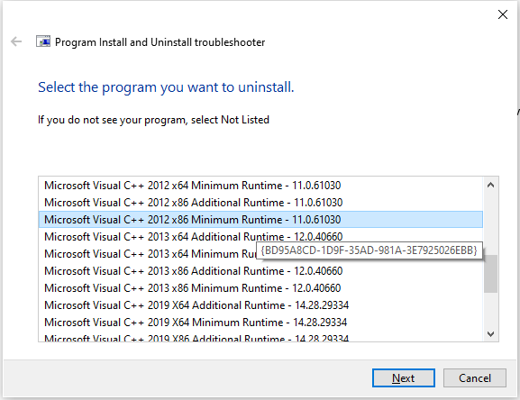 List of applications with vc_runtimeMinimum_x64.msi is missing